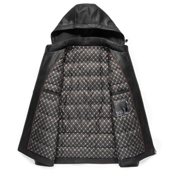 Chaqueta de Cuero Acolchada para Hombre - Estilo Personalidad Fashion