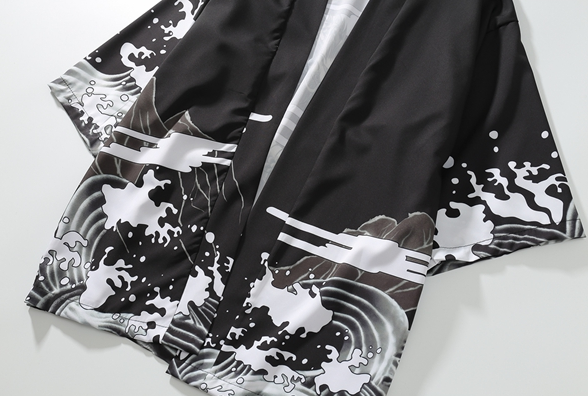 Cardigan Ukiyo-e con Diseño Pintado a Mano