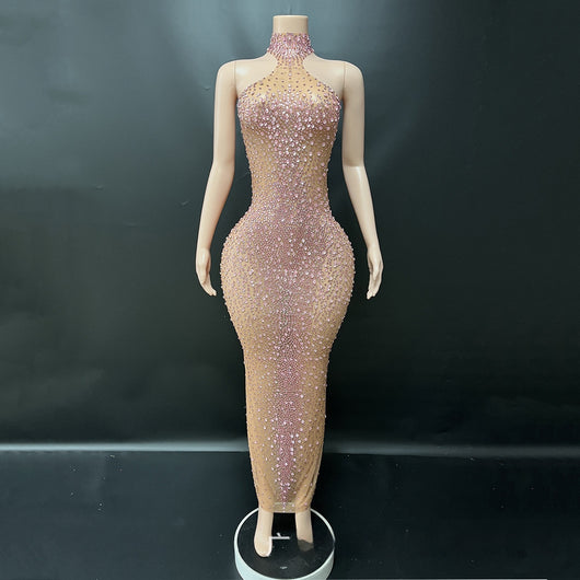 Vestido de Gala Plateado con Cristales Brillantes para Eventos Especiales - Image 6