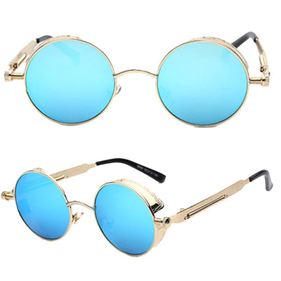 Austin Powers vintage round metal frame sunglasses with clear lenses, gold frames, and black temple tips. - Image 6