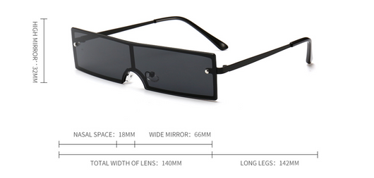 Red rectangular rimless sunglasses with gold-colored metal temples and black ear tips on a white background. - Image 15