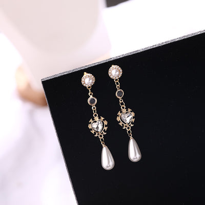 Aretes Largos de Perlas y Cristales 'Amor' - Image 4