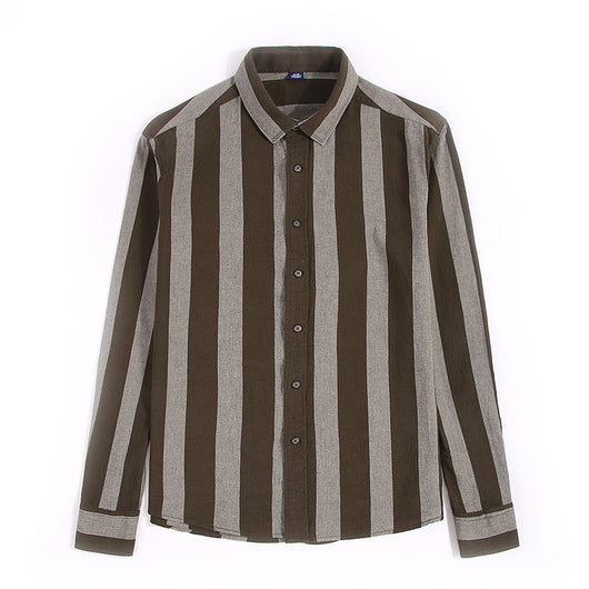 Camisa Casual de Rayas Anchas Estilo Japonés para Hombre - Image 12