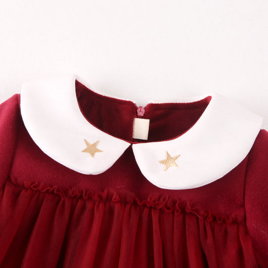 Vestido de Otoño para Niña en Lana Gruesa Rojo - Image 5