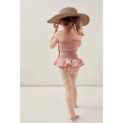 Traje de Baño Infantil Siamés a Rayas con Encaje Estilo Princesa - Image 4