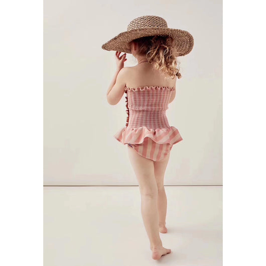 Traje de Baño Infantil Siamés a Rayas con Encaje Estilo Princesa - Image 4