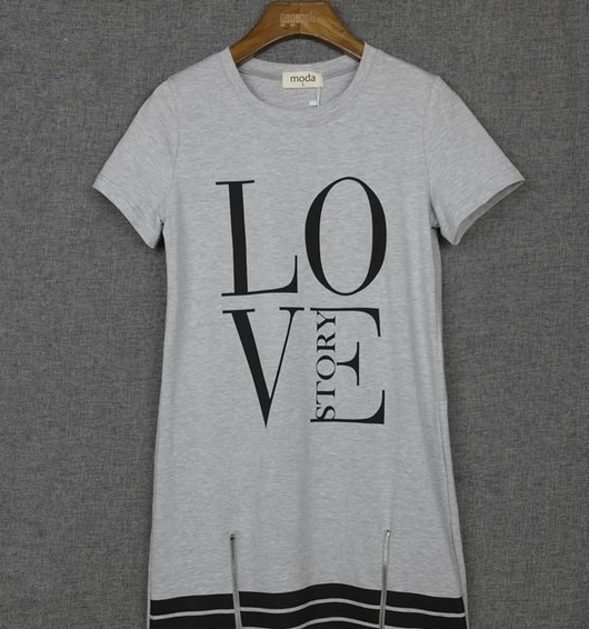 Vestido Camisero Largo con Cremallera y Estampado 'LOVE' - Image 4