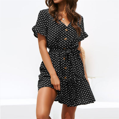 Vestido Casual de Gasa con Lunares, Escote en V y Tirantes para Mujer - Image 6