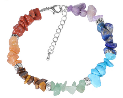 Pulsera de Grava con Cadena Extensible de 7 Chakras
