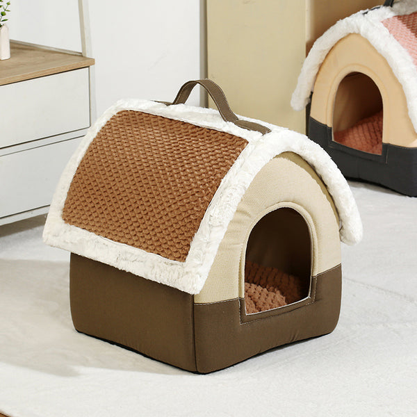 Cama Plegable para Perros y Gatos - Cueva Térmica Acogedora para Mascotas