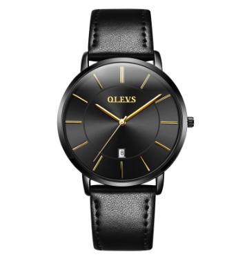 Reloj de Hombre con Calendario y Correa de Cuero Resistente al Agua