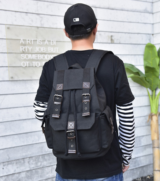 Mochila Retro Canvas Influx - Viajes y Uso Diario Unisex Gran Capacidad - Image 9
