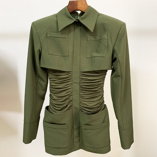 Vestido Elegante con Cuello de Camisa, Falda Plisada y Bolero - Image 5