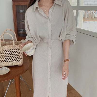 Vestido Camisero Suelto Hasta la Rodilla con Efecto Reductor de Cintura - Image 17