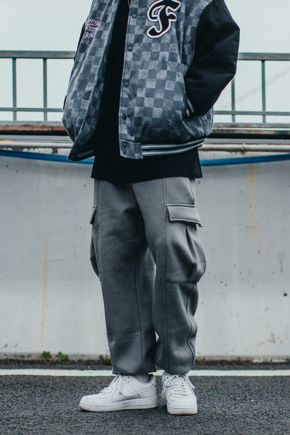Pantalones de Chándal Gris Gray Guard para Hombre - Felpa Gruesa Recta Suelta