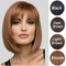 Peluca Bob Corto con Flequillo Lateral - Ondas Suaves y Volumen Natural