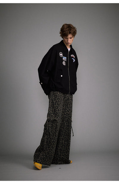 Pantalones Vintage Estampado Leopardo Cintura Alta con Bolsillos Grandes - Image 10