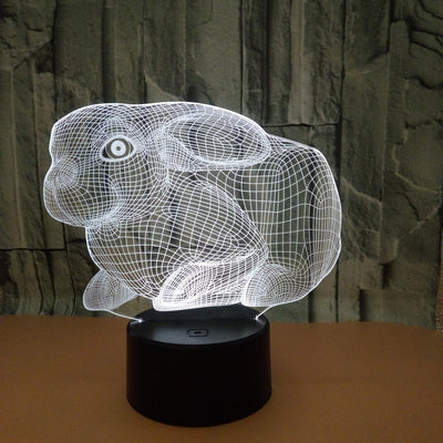 Lámpara 3D Conejo con Control Remoto y Luz Nocturna Táctil