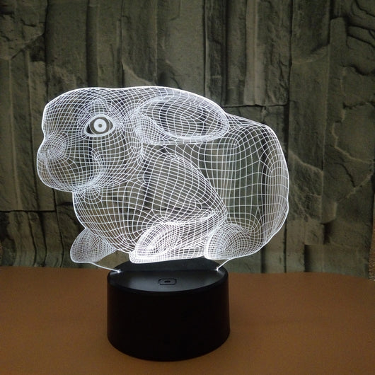 Lámpara 3D Conejo con Control Remoto y Luz Nocturna Táctil