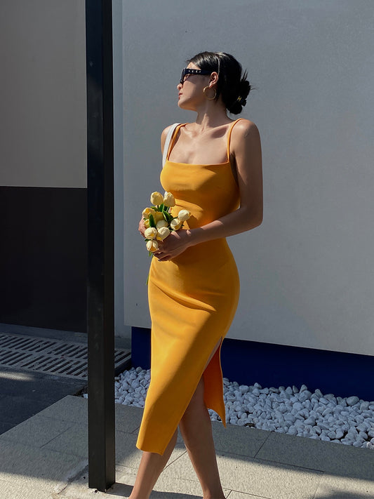 Vestido Slip Mujer Cintura Alta Elegante con Abertura - Image 2