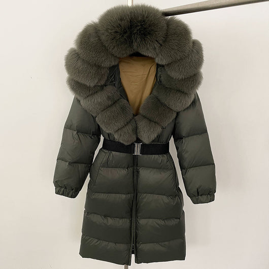 Abrigo Parka Mujer con Capucha Ajustada y Cuello de Zorro Real - Image 36