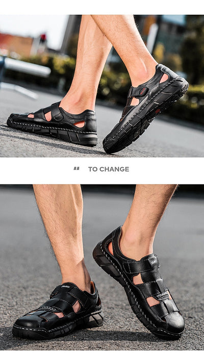 Sandalias Grandes para Hombre con Velcro y Detalles Cosidos - Image 21