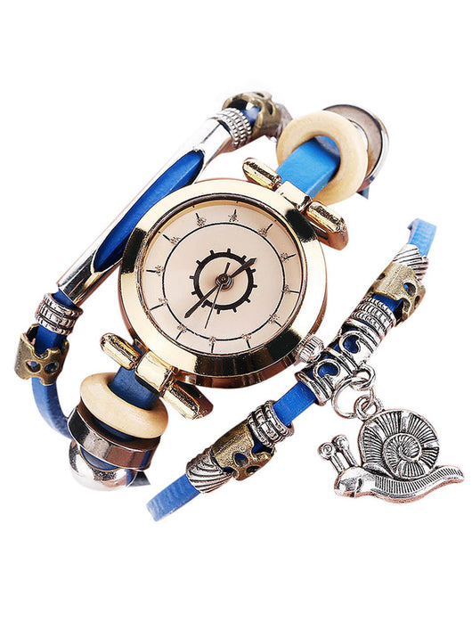 Reloj Pulsera Vintage de Cuero con Colgante Caracol - Image 7
