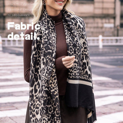 Bufanda de Cachemira Artificial con Estampado Leopardo para Mujer