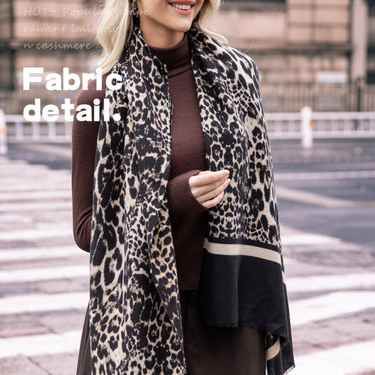 Bufanda de Cachemira Artificial con Estampado Leopardo para Mujer