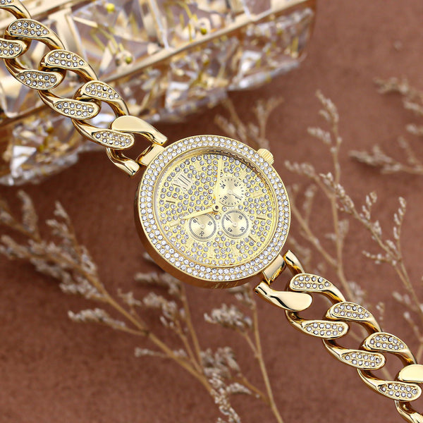 Reloj Hip Hop Cadena Cubana Diamantes Cuarzo