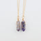 Geometric Hexagonal Column Quartz Necklace Pendant Natural Stone Bullet Crystal Morado Dorado chain Q1PC