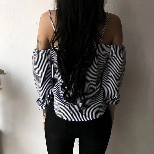 Camisa para Dama con Tirantes a Rayas - Image 2
