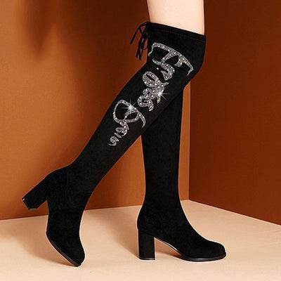 Botas de Tacón Alto con Strass para Otoño e Invierno - Image 9