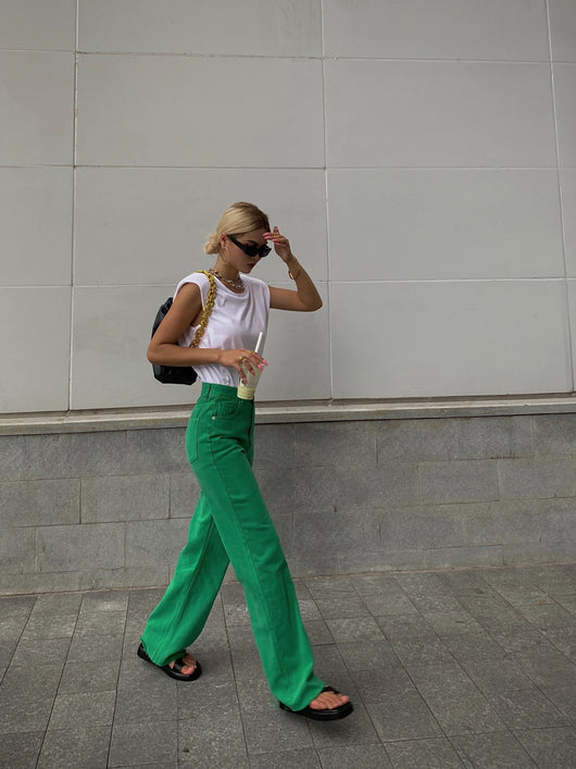Jeans Rojos de Cintura Alta y Pierna Recta Ancha para Mujer - Image 14