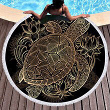 Toalla de Playa Redonda Estampada Microfibra con Flecos - Image 7