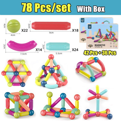 Juego de Construcción Magnética Grande para Aprendizaje Temprano - Bloques Variados DIY - Image 11