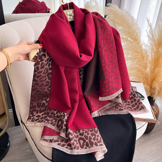Bufanda Estampado Leopardo de Cachemira Artificial Elegante para Mujer - Image 14