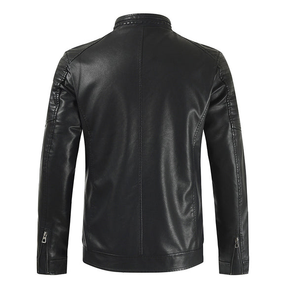 Chaqueta de Cuero Casual Joven con Cierre y Bolsillos