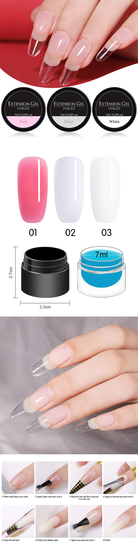 Adhesivo UV Removible para Uñas Postizas - 3 Colores - Image 5