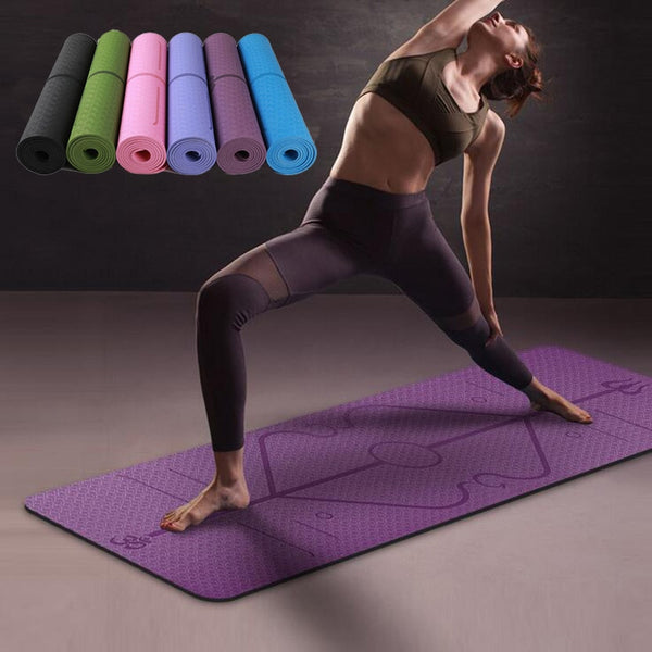 Tapete de Yoga Antideslizante con Líneas de Alineación para Principiantes