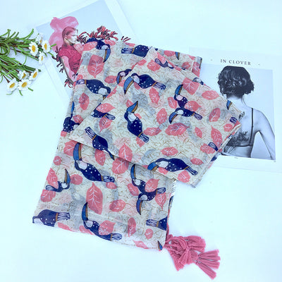 Pañuelo de Algodón con Estampado de Aves - Image 4