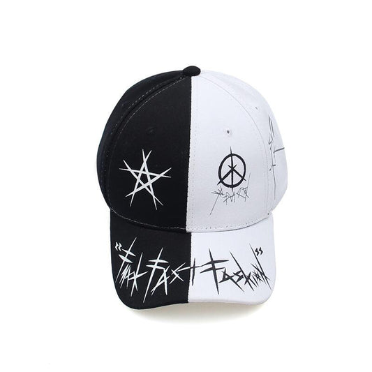 Gorra Snapback Patchwork Graffiti Blanco y Negro - Estilo Hip Hop Urbano Unisex - Image 2