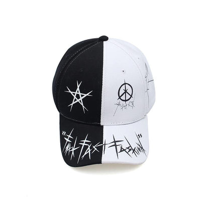 Gorra Snapback Patchwork Graffiti Blanco y Negro - Estilo Hip Hop Urbano Unisex - Image 2