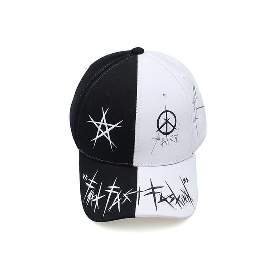Gorra Snapback Patchwork Graffiti Blanco y Negro - Estilo Hip Hop Urbano Unisex - Image 2