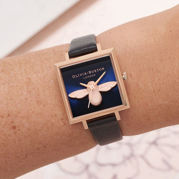 Reloj de Pulsera Cuadrado para Mujer con Escala Romana y Acero Inoxidable