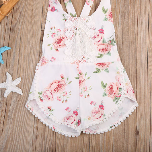 Enterizo Floral sin Mangas para Bebé Niña con Borlas y Diseño Playero - Image 8