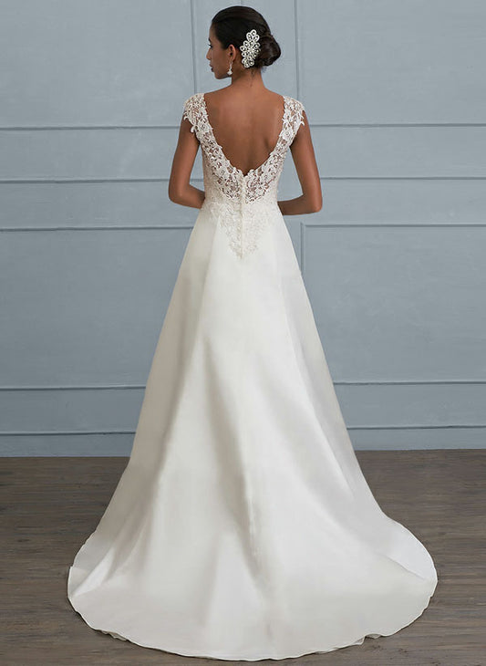 Vestido de Novia Sirena Asimétrico con Encaje y Cola Trailing - Image 2