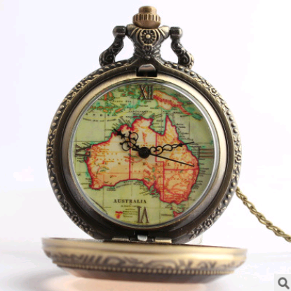 Reloj de Bolsillo Vintage Mapa de Australia - Diseño Retro Marrón - Image 2