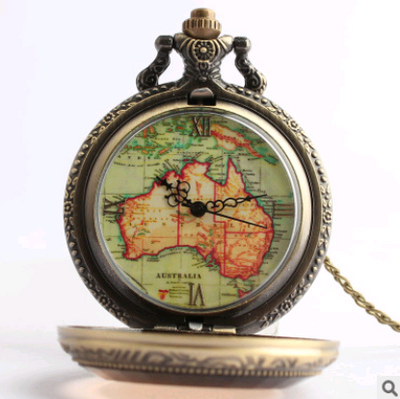 Reloj de Bolsillo Vintage Mapa de Australia - Diseño Retro Marrón - Image 2
