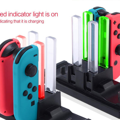 Black charging station for Nintendo Switch, capable of charging 4 Joy-Cons and 2 Pro controllers simultaneously. - Image 3